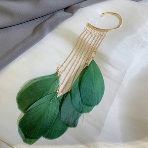Bohemian ethnography feather cuff earrings gold for single ear
